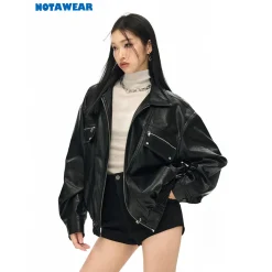 NotAwear Vintage Zipper Leather Jacket Black
