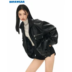 NotAwear Vintage Zipper Leather Jacket Black