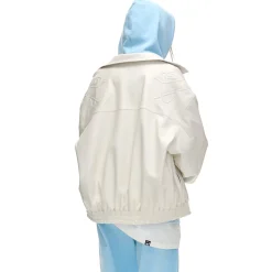 NotAwear Vintage Zipper Leather Jacket White