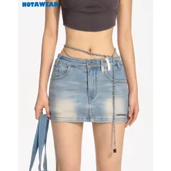 NotAwear Wash Denim Mini Skirt Blue