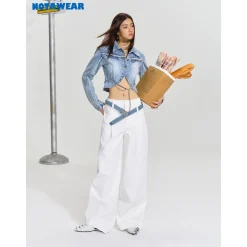 NotAwear Washed Cutting Short Denim Jacket