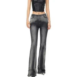 NotAwear Washed Denim Gradient Slim Flare Jeans Black