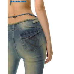 NotAwear Washed Denim Gradient Slim Flare Jeans Blue