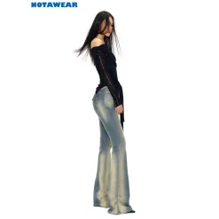 NotAwear Washed Denim Gradient Slim Flare Jeans Blue
