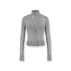 NotAwear Washed Irregular Zip Up Knit Top Grey