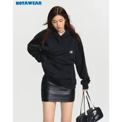 NotAwear Washed Logo Embroidery Knit Hoodie