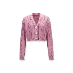 NotAwear Washed Pink Twisted Knit Cardigan