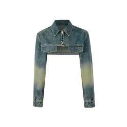 NotAwear Washed Short Denim Jacket Blue