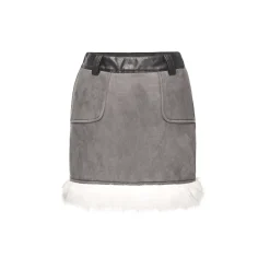 NotAwear Wool Suede Leather Skirt Grey