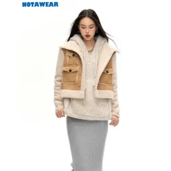 NotAwear Woolen Fleeced Leather Jacket Brown
