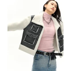 NotAwear Woolen Fleeced Leather Jacket Black