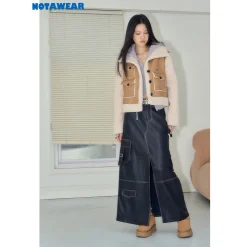 NotAwear Woolen Fleeced Leather Jacket Brown