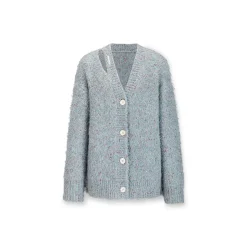 NotAwear Woolen Hollow Cutting Cardigan Blue