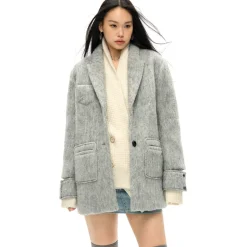 NotAwear Woolen Hollow Cuff Jacket Grey