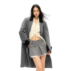 NotAwear Woolen Lace Edge Skirt Grey