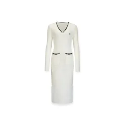 NotAwear Woolen Mohair V-Neck Knit Dress White