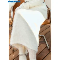 NotAwear Woolen Mohair V-Neck Knit Dress White