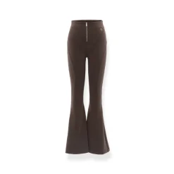 NotaWear Zipper Elastic Flare Pants Brown