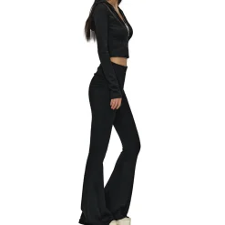 NotaWear Zipper Elastic Flare Pants Black