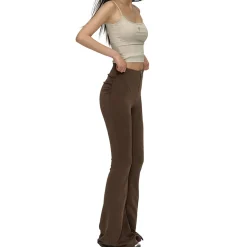 NotaWear Zipper Elastic Flare Pants Brown