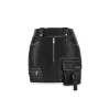 NotAwear Zipper Leather Cargo Skirt Shorts Black