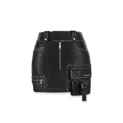 NotAwear Zipper Leather Cargo Skirt Shorts Black