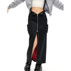 NotAwear Zipper Split Cutting Cargo Skirt Black