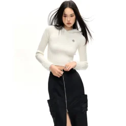 NotAwear Zipper Split Cutting Cargo Skirt Black