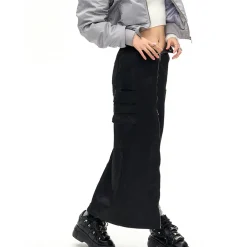 NotAwear Zipper Split Cutting Cargo Skirt Black