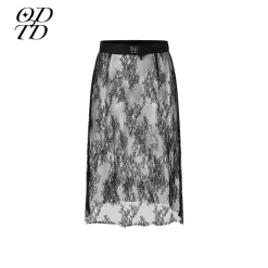 ODTD Hollow Lace Layered Over Skirt White