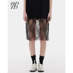 ODTD Hollow Lace Layered Over Skirt White