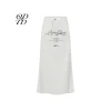 ODTD Printed Slogan Drawstring Maxi Skirt White