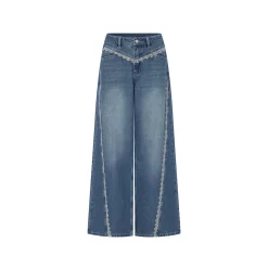 Palavas Lace Edge Relaxed Fit Loose Denim Pants
