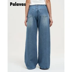 Palavas Lace Edge Relaxed Fit Loose Denim Pants