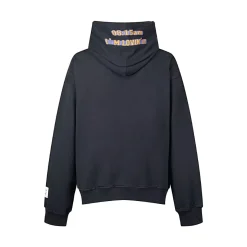 Purey Distressed  Fries Micky Printed Hoodie Washed Black