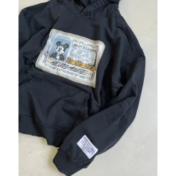 Purey Micky Mouse Licence Printed Hoodie Washed Black