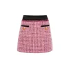 Rocha Roma Acetate Paneled Tweed Skirt Pink