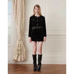 Rocha Roma Acetate Patchwork Velvet Diamond Checked Padded Jacket