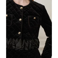 Rocha Roma Acetate Patchwork Velvet Diamond Checked Padded Jacket