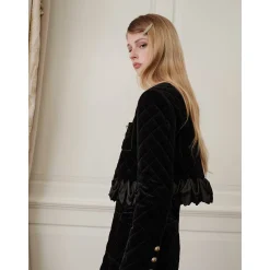 Rocha Roma Acetate Patchwork Velvet Diamond Checked Padded Jacket