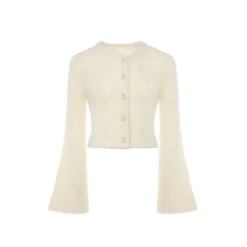 Rocha Roma Alpaca Knitted Lace Cardigan Cream