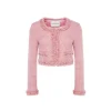 Rocha Roma Beaded Tweed Short Jacket Pink