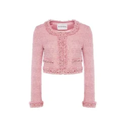 Rocha Roma Beaded Tweed Short Jacket Pink