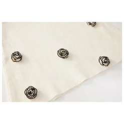 Rocha Roma Camellia Knitted Skirt White