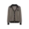 Rocha Roma Color Blocked Star Cardigan Grey