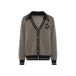 Rocha Roma Color Blocked Star Cardigan Grey