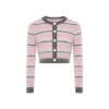 Rocha Roma Color Blocked Striped Cardigan pink