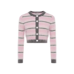 Rocha Roma Color Blocked Striped Cardigan pink