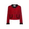 Rocha Roma Color Blocked Fluffy Cuff Jacket Red