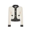 Rocha Roma Color Blocked Metal Button Tweed Jacket